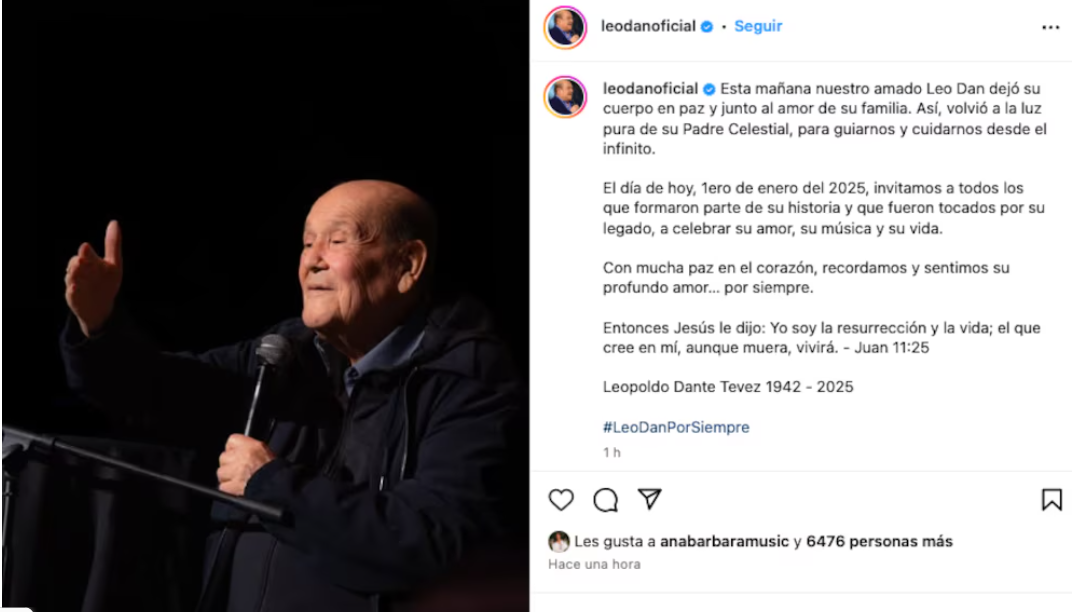 Lee más sobre el artículo Murió el cantante Leo Dan a los 82 años