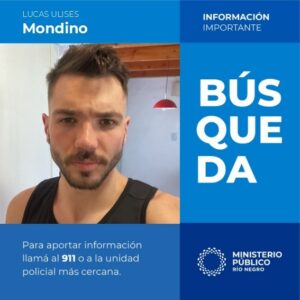 Lee más sobre el artículo Bariloche: buscan intensamente a Lucas Ulises Mondino