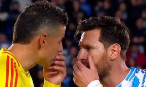 Lee más sobre el artículo «Hablás mucho», el picante cruce de Messi con James Rodríguez