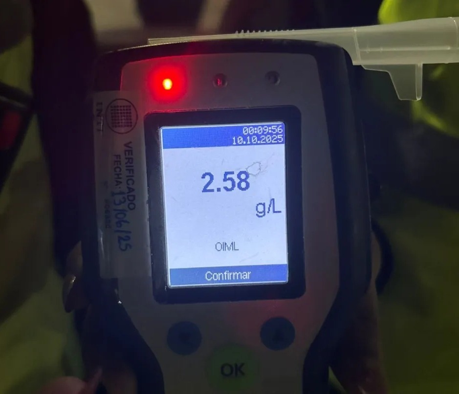 Neuquén: retienen a un motociclista con 2.58 g/l de alcohol, el récord del año