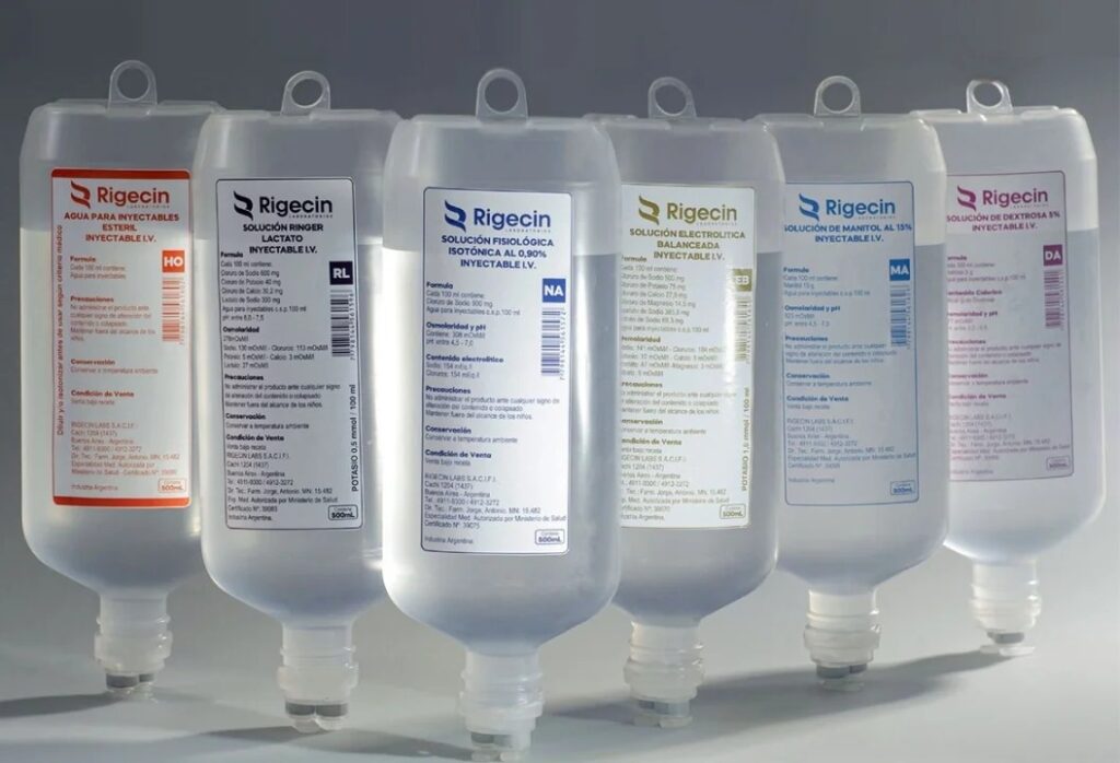 Prohibición y retiro de lotes de solución fisiológica Rigecin por defectos de calidad