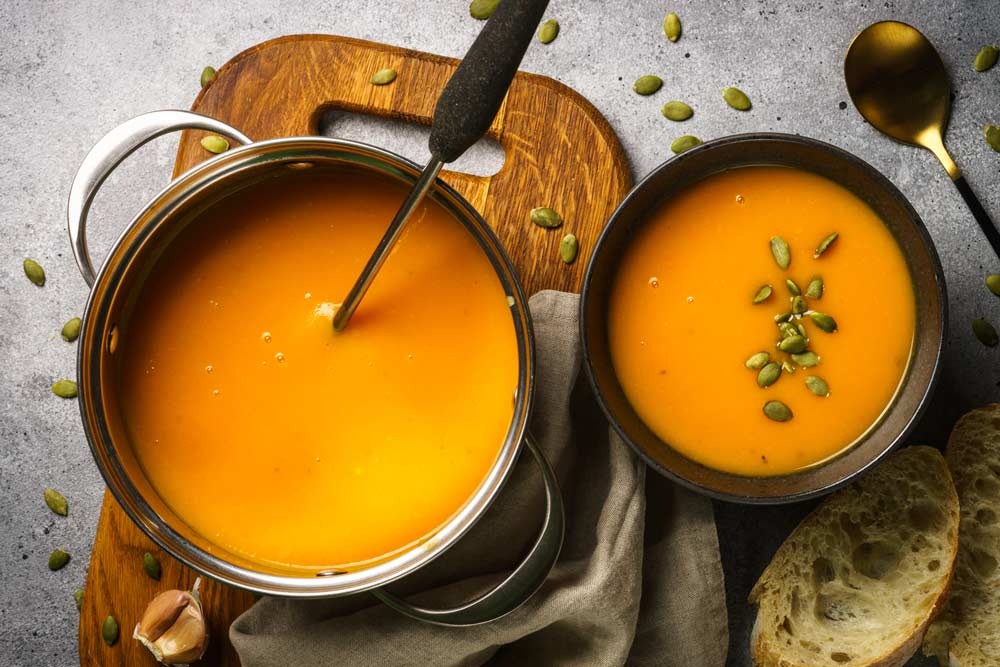 Sopa cremosa de calabaza y zanahoria