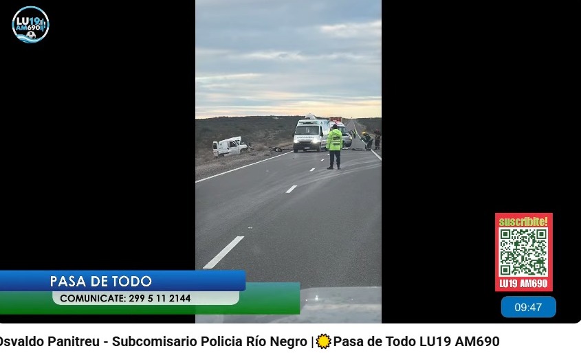 Dos personas fallecieron en un siniestro vial en Ruta 2