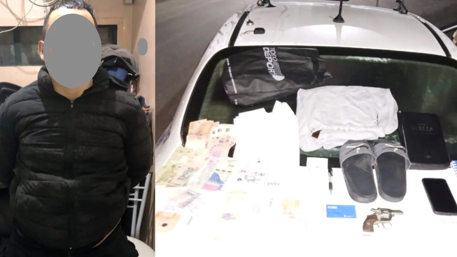 Entradera en Fernández Oro: cayó un delincuente con el botín y un arma