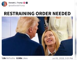 Lee más sobre el artículo Trump publicó un meme contra Meloni y reavivó la tensión política